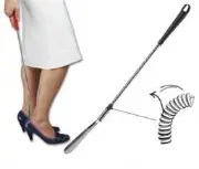 Metall Schuhanziehilfe mit Lederhandgriff Zusätzliches Produktbild für Biegsamer Schuhanzieher mit Lederhandgriff