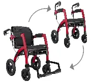 Rollz Motion 2M Performance Jungle Green mit Rollstuhlpaket mit luftbereiften Hinterrädern Zusätzliches Produktbild für Rollz Motion Performance Rollator-Rollstuhl in einem