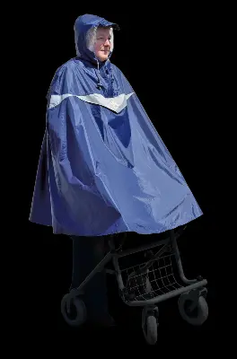 Produktbild Rollator-Poncho dunkelblau mit Reflektorstreifen