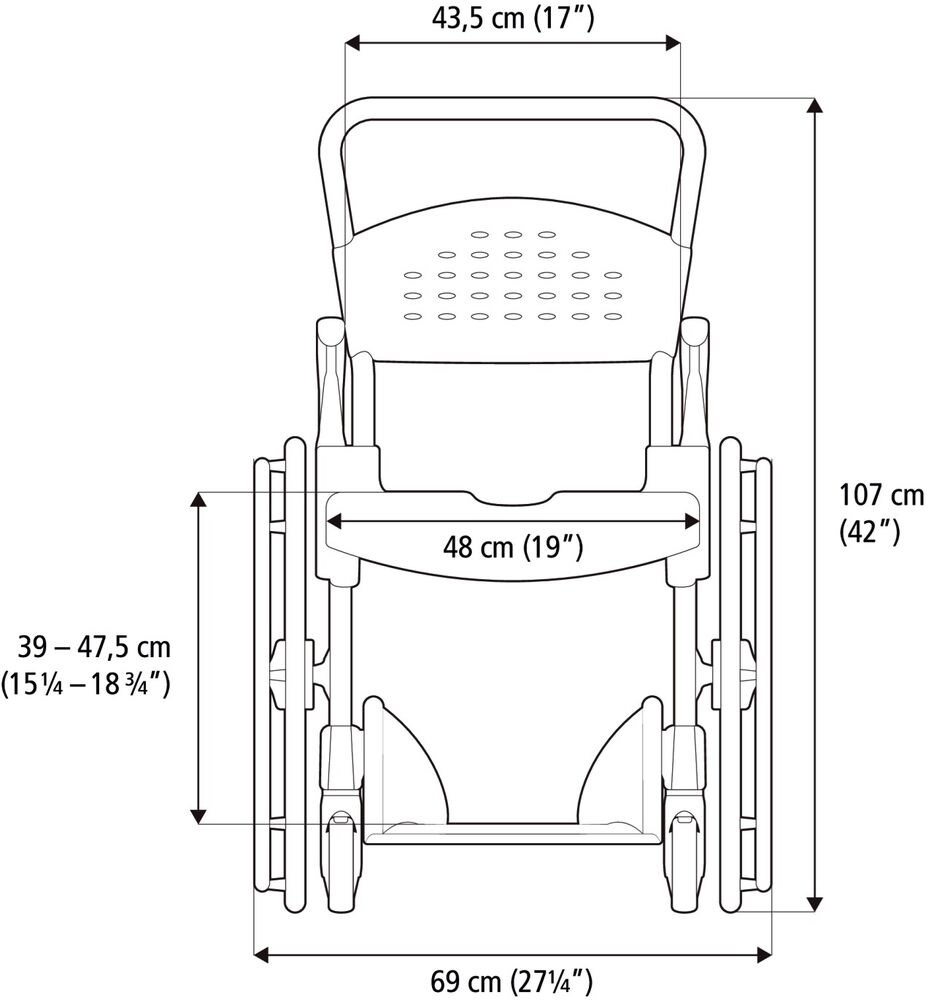 Etac Clean 24 Zoll - Maße frontal